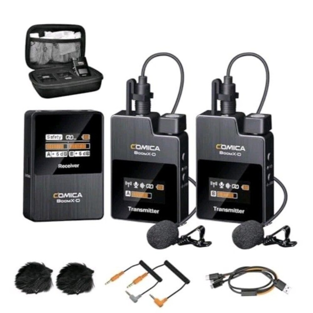 COMICA BoomX-D2 Wireless Lavalier Microphone for iPhone Android Camera PC